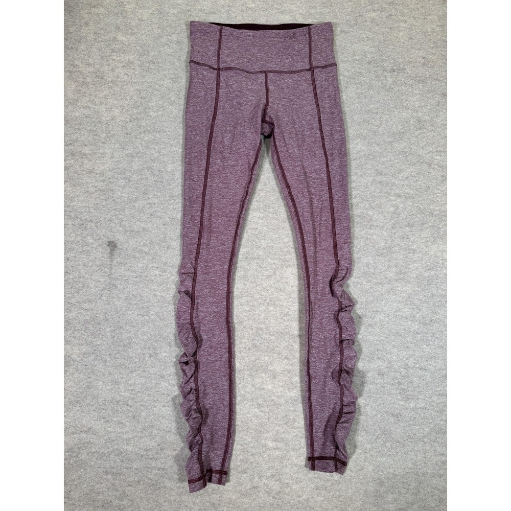 Lululemon Leggings Womens 4 Purple High Rise‎ Ankle Ruffle Yoga Athletic Gym